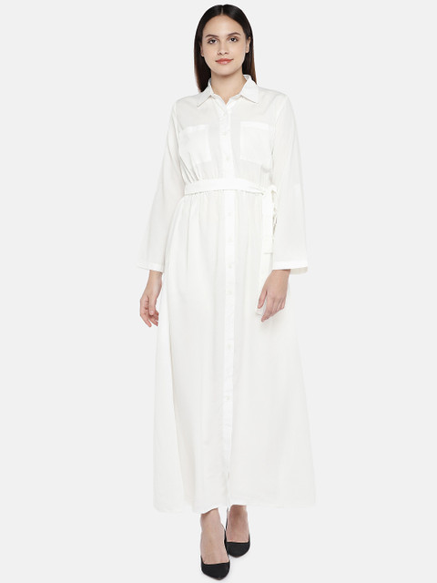 

Amaarzo Women White Solid Maxi Dress