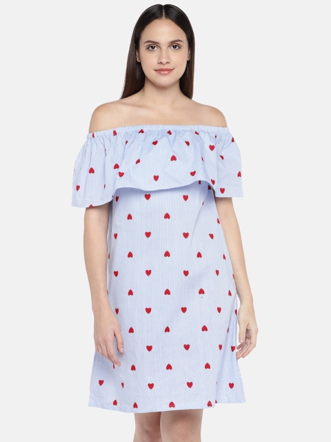

Amaarzo Women Blue Printed A-Line Dress