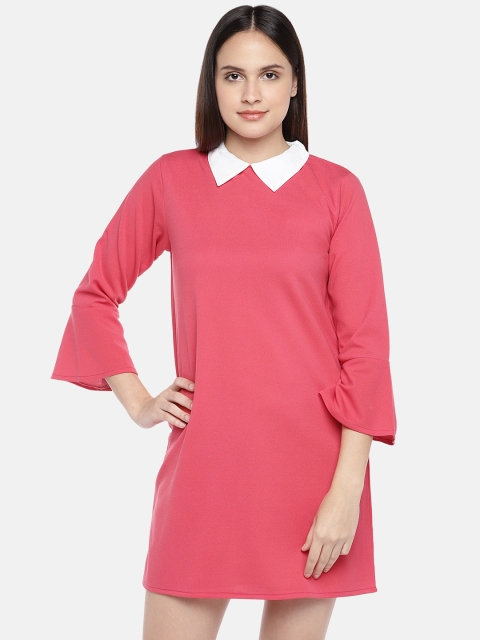 

Amaarzo Women Pink Solid T-shirt Dress