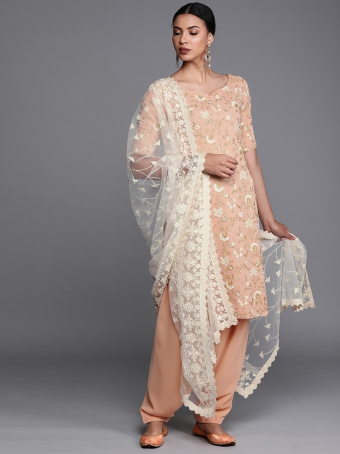 

Bollywood Vogue Women Peach-Coloured Embroidered Made To Measure Kurta Set