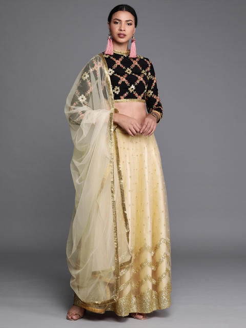 Black & Beige Embroidered Made to Measure Lehenga & Blouse with Dupatta