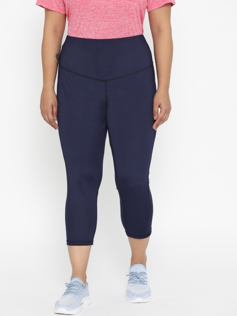 

The Pink Moon Plus Size Women Navy Blue Solid Three-Fourth Gym Tights