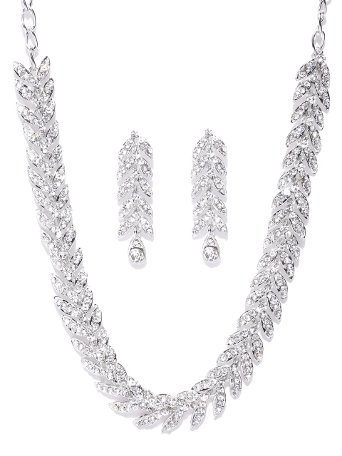 

Carlton Landon Silver-Toned Rhodium-Plated CZ Studded Jewellery Set