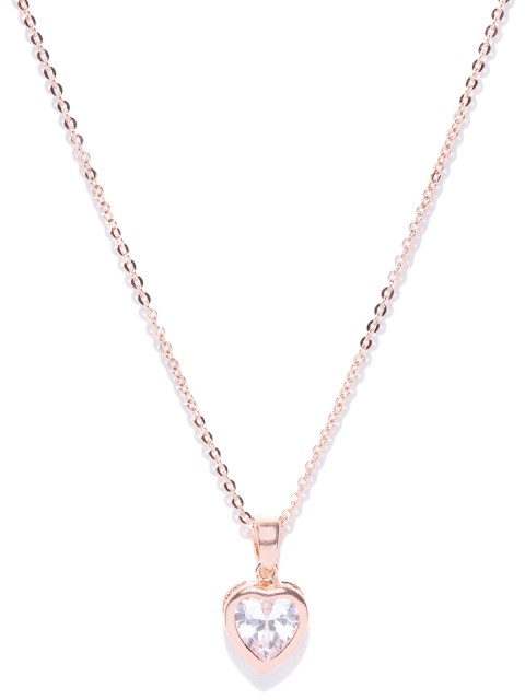 

Carlton London Women Rose Gold-Plated Cubic Zirconia Stone Pendant with Chain