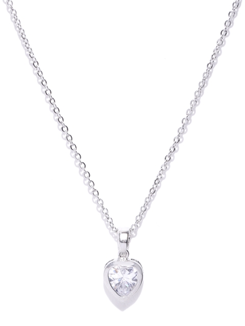 

Carlton London Women Rhodium-Plated Silver-Toned Cubic Zirconia Stone Pendant