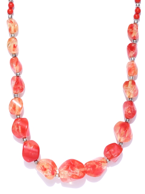 

Carlton London Orange Silver-Plated Beaded Necklace