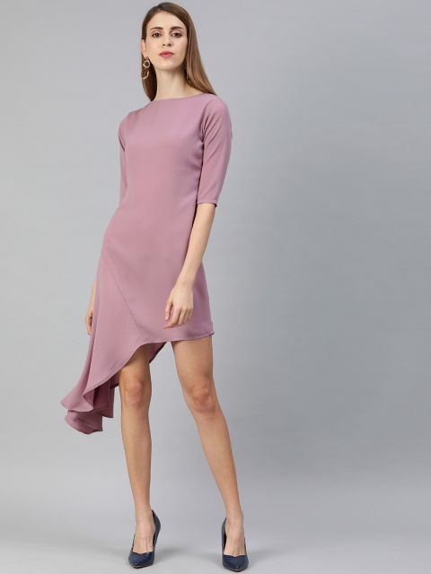 

EMBLAZE Women Mauve Solid A-Line Dress