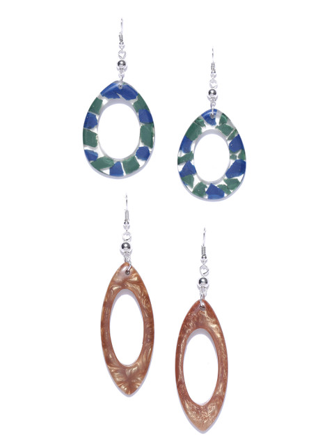 

Carlton London Set of 2 Oval-Shaped Drop Earrings, Brown