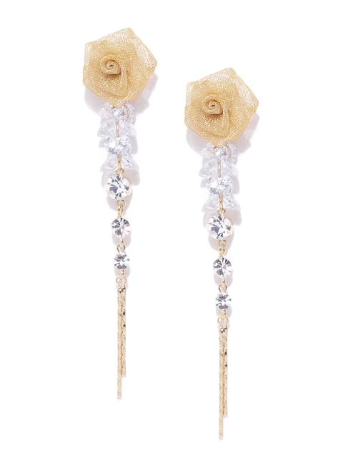 

Carlton London Gold-Plated CZ Studded Floral Drop Earrings