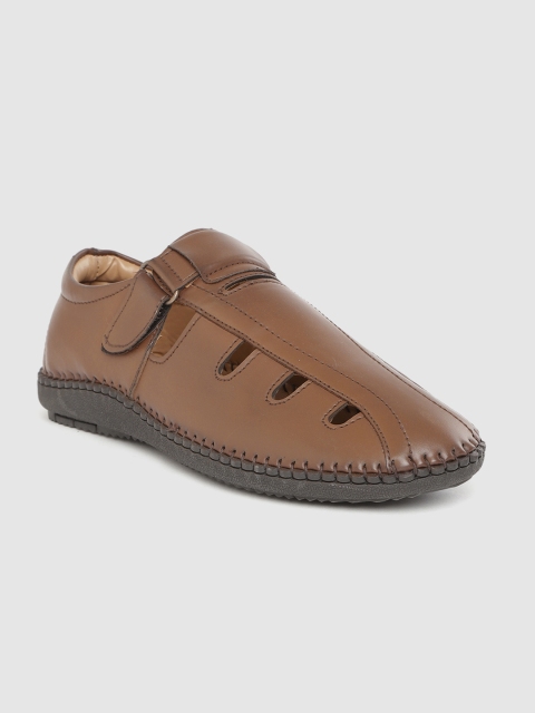 Men Brown Solid Shoe-Style Sandals