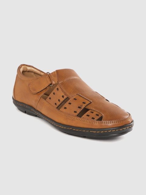

Roadster Men Tan Brown Textured Shoe Style Sandals With Laser Cut Detail