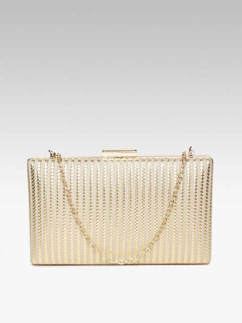 

20Dresses Gold-Toned & Beige Striped Box Clutch