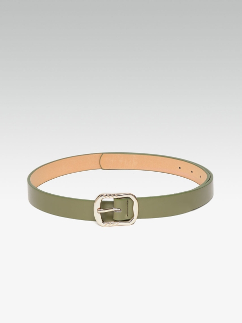 

20Dresses Women Olive Green Solid Slim Belt