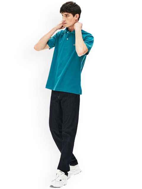 

Lacoste Men Teal Solid Polo Collar T-shirt