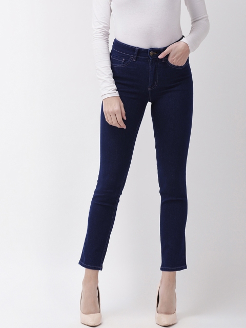 

Marks & Spencer Women Navy Blue Slim Fit Mid-Rise Clean Look Stretchable Cropped Jeans
