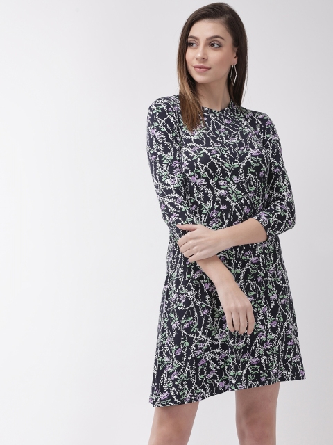 

Marks & Spencer Women Navy Blue & White Floral Print A-Line Dress