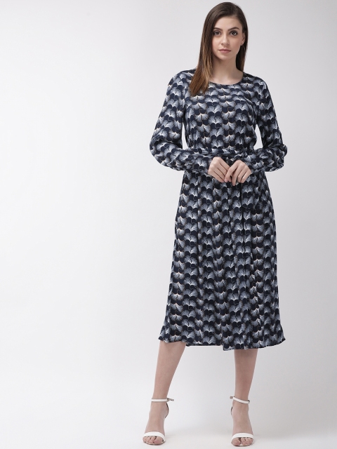 

Marks & Spencer Women Navy Blue & White Floral Print A-Line Dress