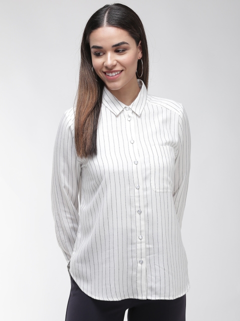 

Marks & Spencer Women White & Black Striped Casual Shirt