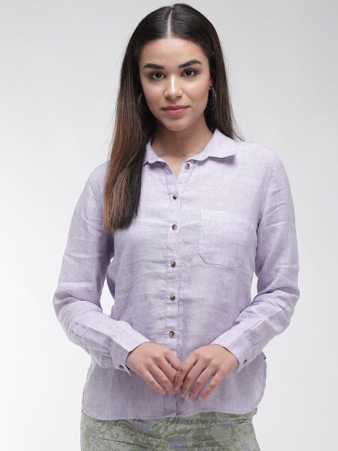 

Marks & Spencer Women Purple Linen Solid Casual Shirt