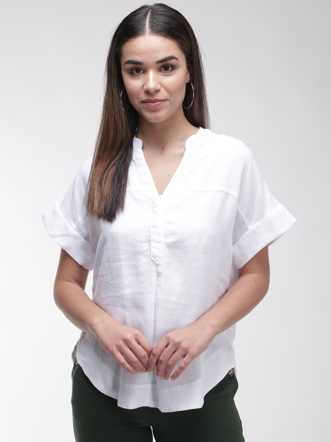 

Marks & Spencer Women White Linen Solid Top