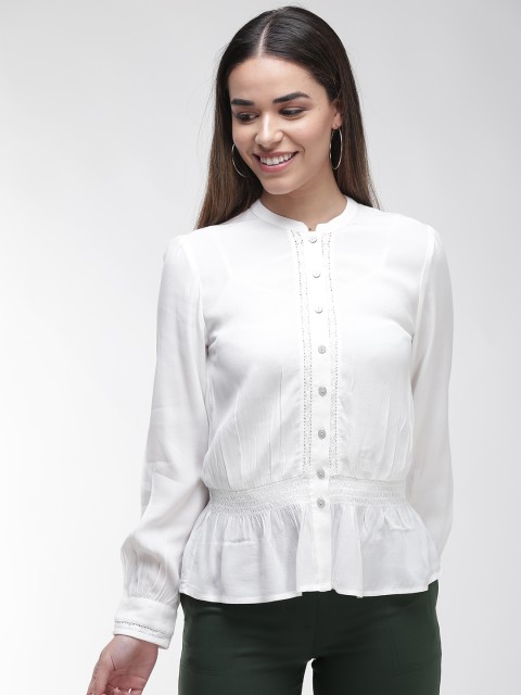 

Marks & Spencer Women White Solid Cinched Waist Top