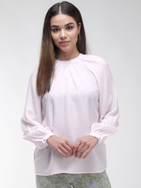 

Marks & Spencer Women Pink Solid Semi Sheer Top