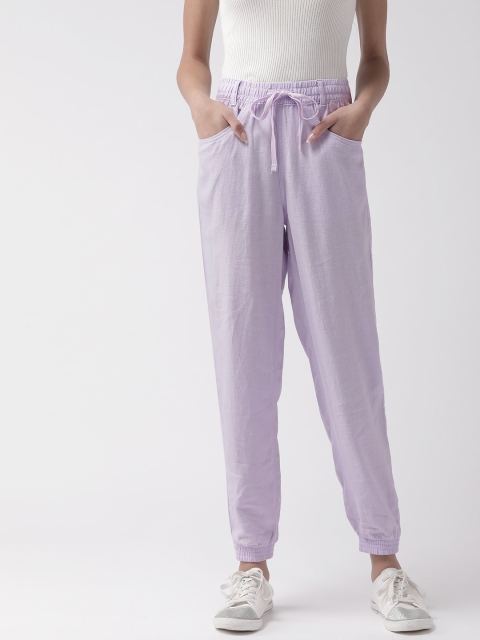 

Marks & Spencer Women Lavender Tapered Fit Solid Joggers