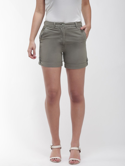 

Marks & Spencer Women Olive Green Solid Regular Fit Shorts