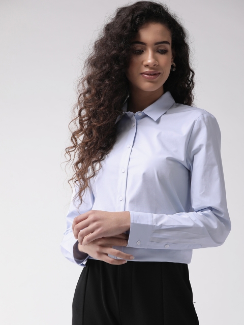 

Marks & Spencer Women Blue Solid Formal Shirt