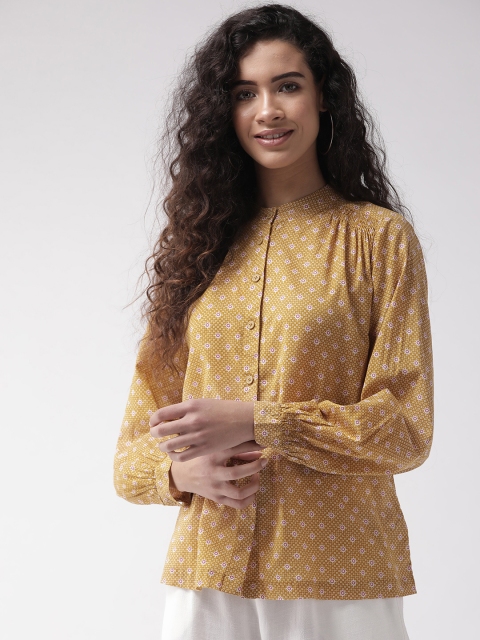 

Marks & Spencer Women Mustard Yellow & Off-White Regular Fit Printed Casual Shirt