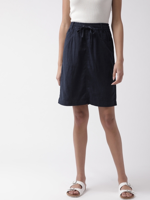 

Marks & Spencer Women Navy Blue Solid Straight Skirt