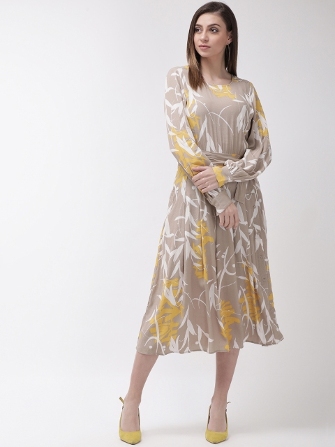 

Marks & Spencer Women Beige & Mustard Yellow Printed A-Line Dress