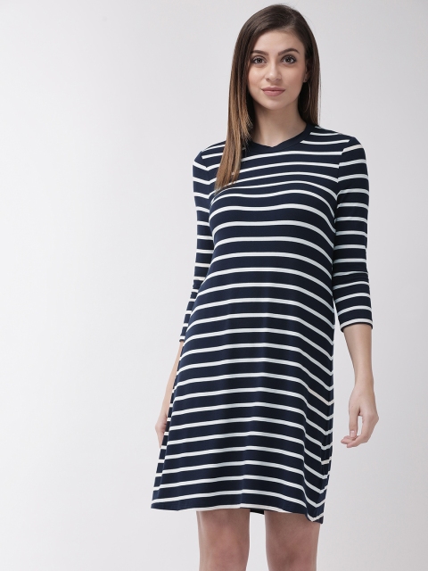 

Marks & Spencer Women Navy Blue & White Striped A-Line Dress