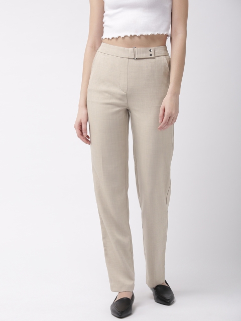 

Marks & Spencer Women Beige Straight Fit Solid Smart Casual Trousers