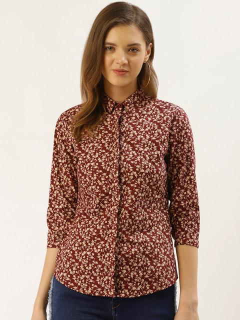 

Hancock Women Burgundy & Beige Slim Fit Floral Print Formal Shirt