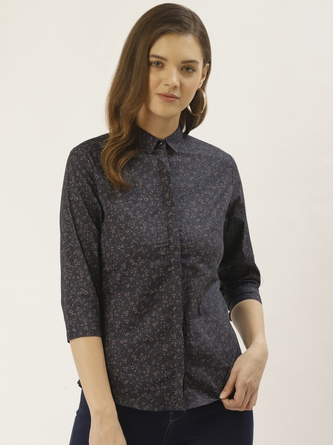 

Hancock Women Charcoal Grey & Beige Slim Fit Printed Formal Shirt