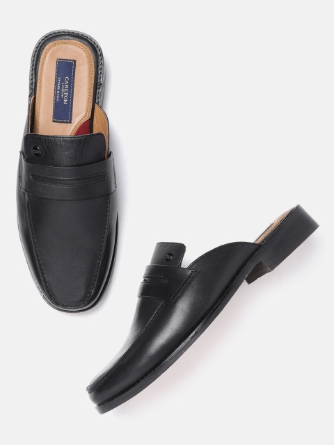 

Carlton London Men Black Solid Mules