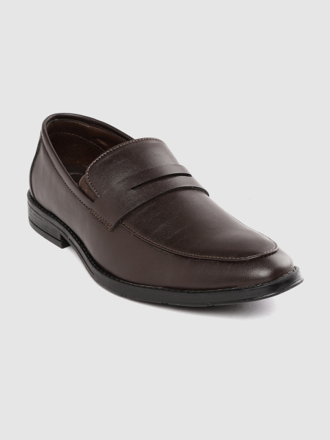 Men Coffee Brown Solid Formal Slip-Ons