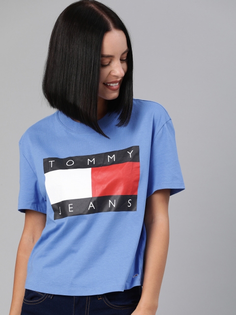 

Tommy Hilfiger Women Blue Printed Round Neck T-shirt