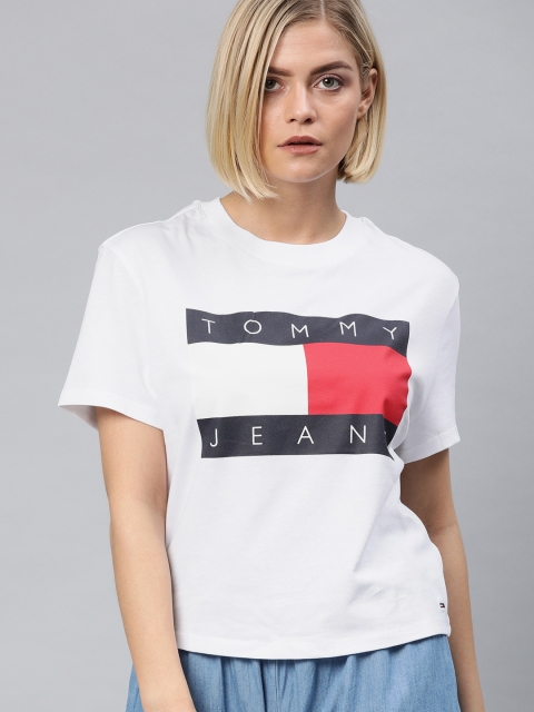 

Tommy Hilfiger Women White Printed Round Neck T-shirt