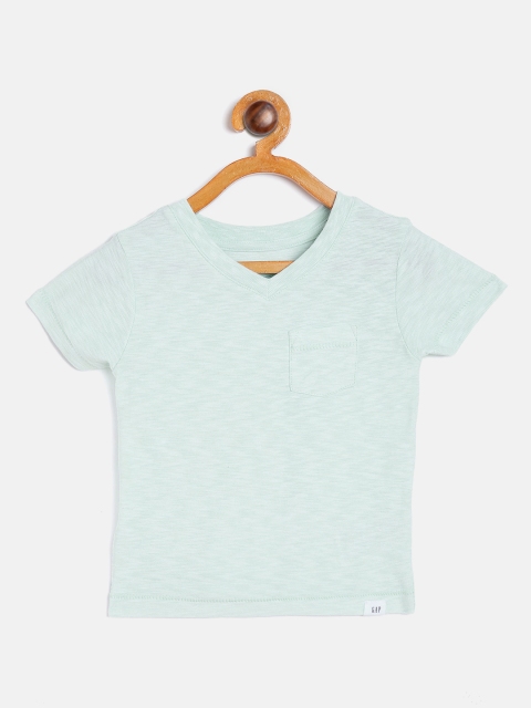 

GAP Boys Mint Green Solid V-Neck T-shirt