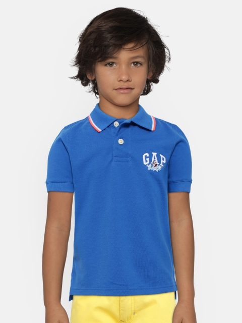 

GAP Boys Blue Solid Polo Collar T-shirt