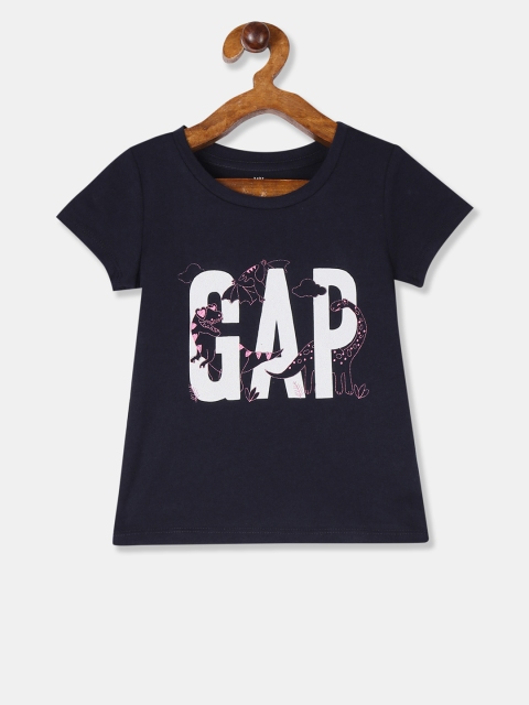 

GAP Girls Navy Blue Printed T-shirt