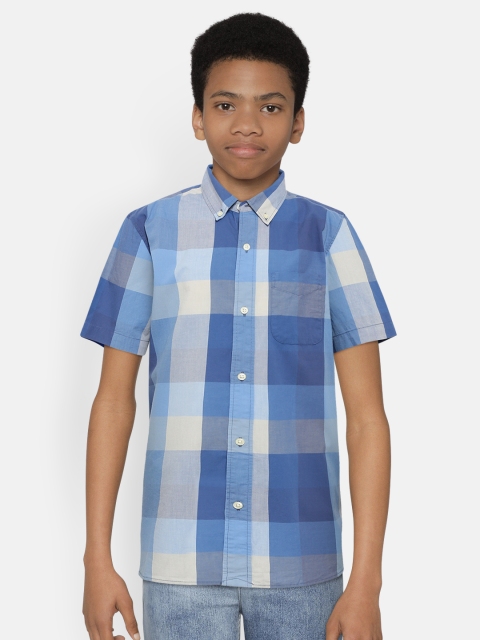

GAP Boys Blue & Grey Regular Fit Checked Casual Shirt