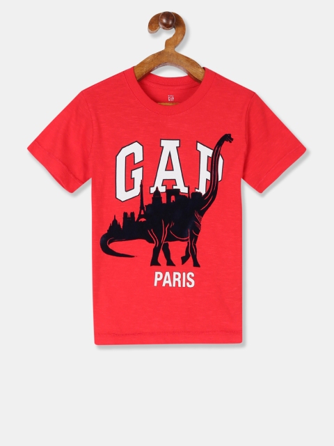 

GAP Boys Red & Black Printed Round Neck T-shirt
