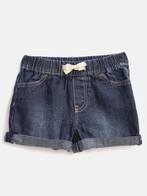 

GAP Girls Navy Blue Washed Regular Fit Denim Shorts