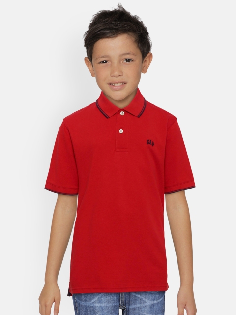 

GAP Boys Red Solid Polo Collar T-shirt