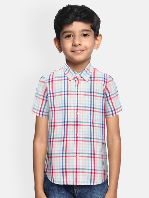 

GAP Boys White & Blue Regular Fit Checked Casual Shirt