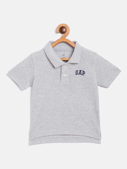 

GAP Boys Grey Melange Solid Polo Collar T-shirt