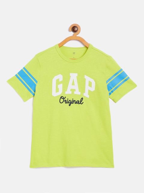 

GAP Boys Lime Green Self Design Round Neck T-shirt